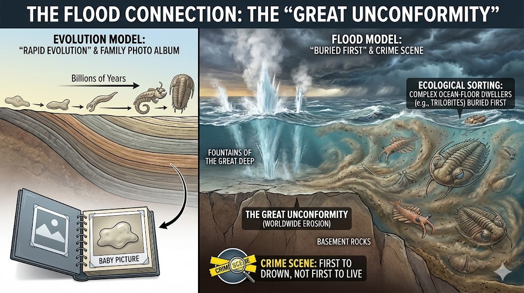 Illustration of the Great Unconformity in geology, from The Origin Code, File 010, The Quantum Papers
